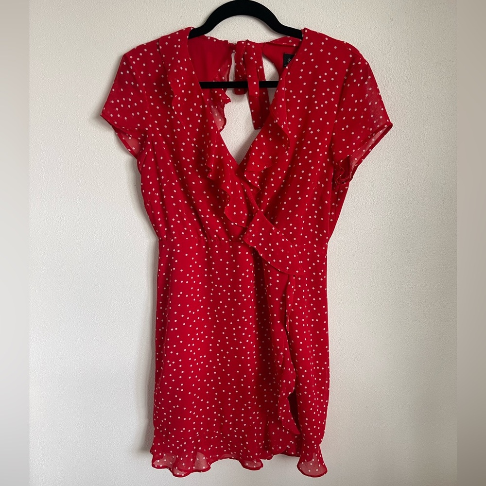 Bardot Red & White Polka Dot Mini Dress